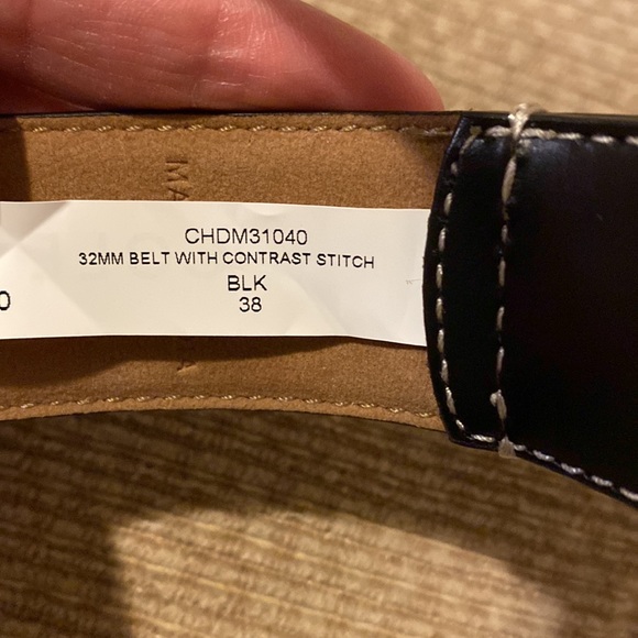 ♣️NWT Cole Haan Black Stitched Genuine Leather Belt - Picture 13 of 14